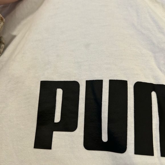 Puma Workout Set with White and Black Cropped Logo Tee with Black Puma Leggings - Picture 6 of 6